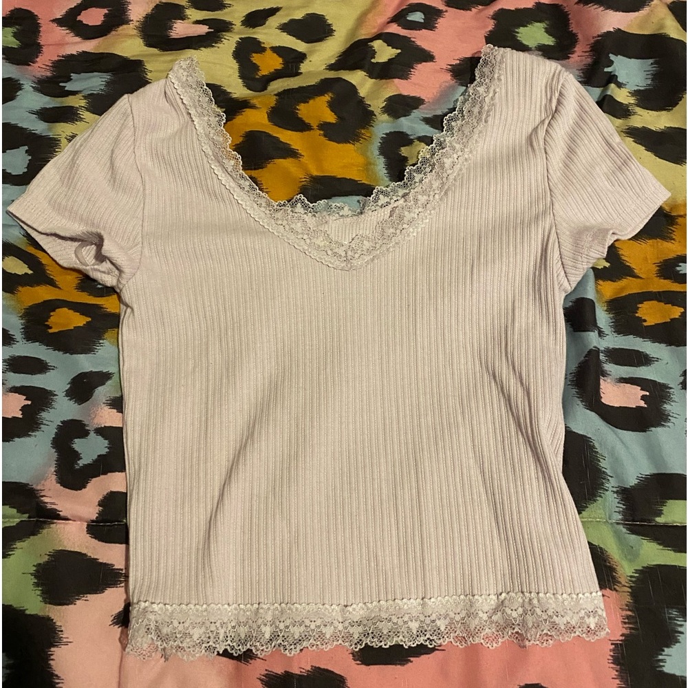 pink laced crop top